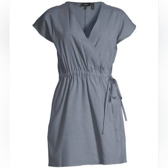 ☆Theory Steel Blue Wrap Romper☆ - Picture 2 of 3